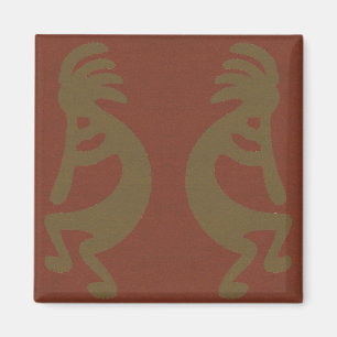 Imán Flauta jugando a la figura de Kokopelli, verde sob