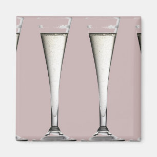Imán Flautas rosadas y blancas del vidrio de Champán
