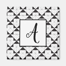 Imán Flecha blanca en patrón geométrico de flecha negra