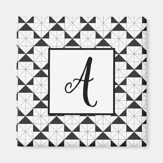 Imán Flecha blanca en patrón geométrico de flecha negra (Frente)