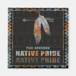 Imán Flecha tribal retro de pluma del orgullo nativo in