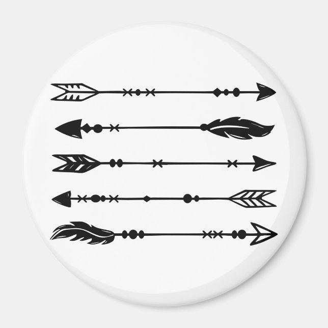 Imán Flechas de estilo boho negro y blanco (Frente)