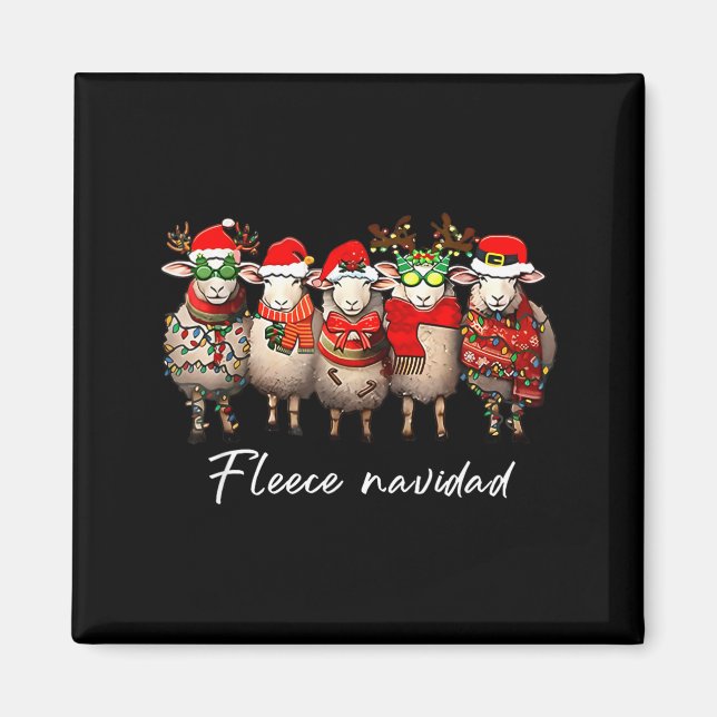 Imán Fleece Navidad Christmas Spanish Sheep Santa Sheep (Frente)