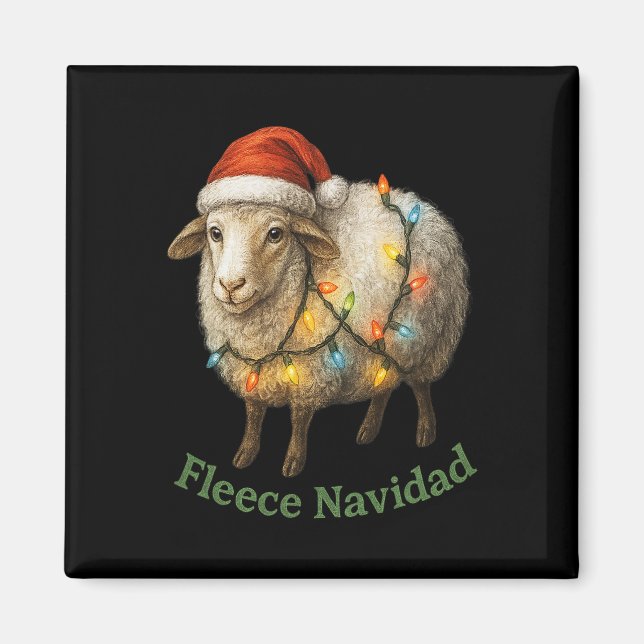 Imán Fleece Navidad Graciosa Oveja Navidad Con Vacacion (Frente)