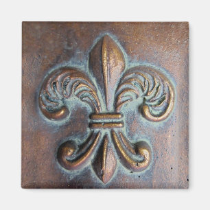 Imán Fleur De Lis, Con Aspecto De Cobre Antiguo Impreso