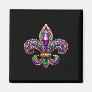 Imán Fleur-de-lis Mardi Gras Símbolo Desfile de Carnava