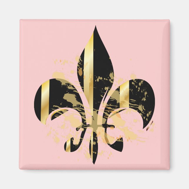 Imán Fleur de Lis negro y oro (Frente)