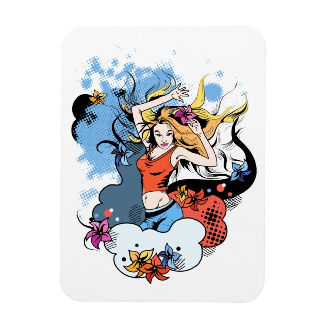 Imán flexible con imagen de chica bailable (Vertical)