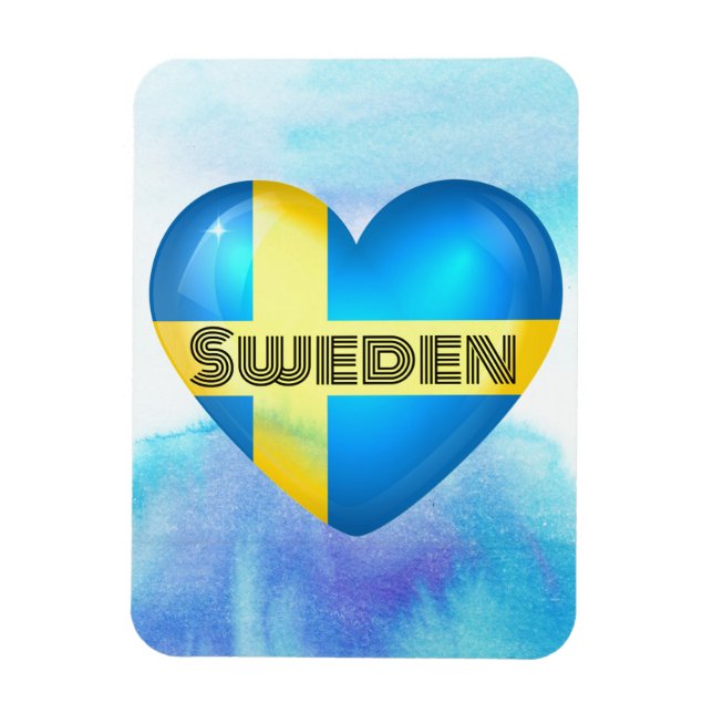 Imán flexible de bandera cardíaca de Suecia (Vertical)