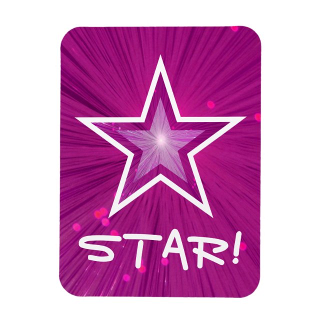 Imán flexible de estrella rosa 'STAR!' (Vertical)