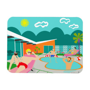 Imán flexible de la fiesta en la piscina gay retr