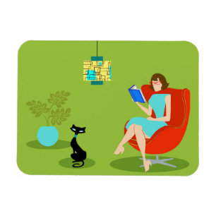 Imán flexible de la mujer retra de la lectura