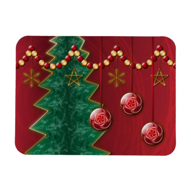 Imán flexible de Navidades de celebración fractal (Horizontal)