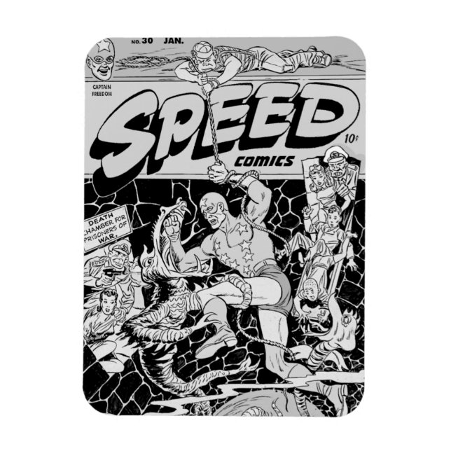 Imán flexible de SPEED Comics de la década de 1940 (Vertical)