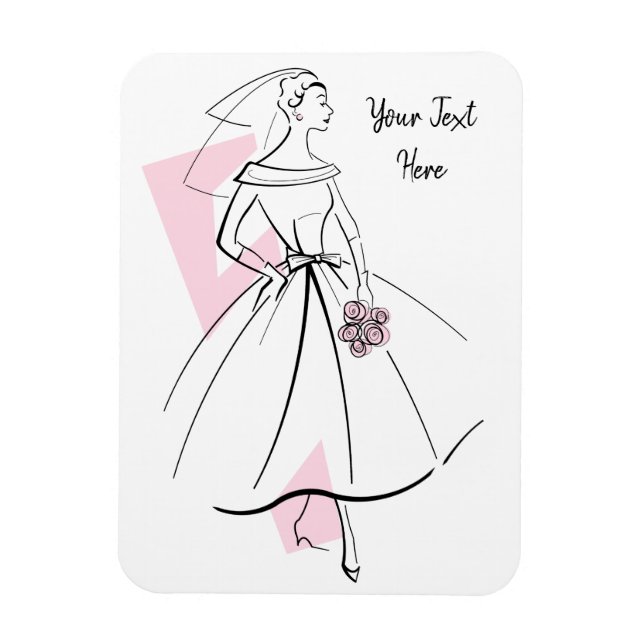 Imán flexible de texto rosado de moda Bride Bride (Vertical)