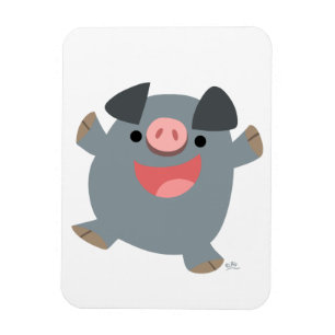 Imán flexible del cerdo animoso lindo del dibujo