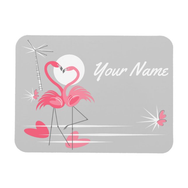 Imán flexible Flamingo Love Side Name (Horizontal)