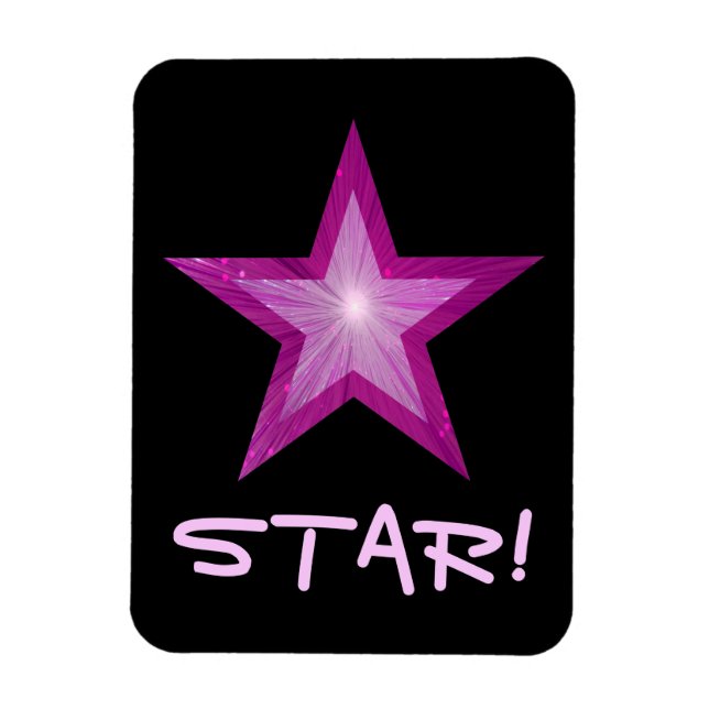 Imán flexible negro 'STAR!' de Estrella Rosa (Vertical)