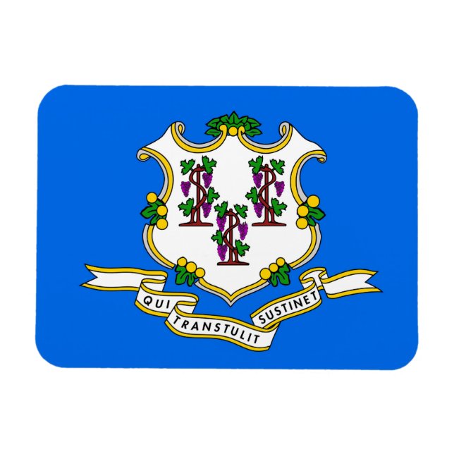 Imán flexible patriótico con bandera de Connecticu (Horizontal)