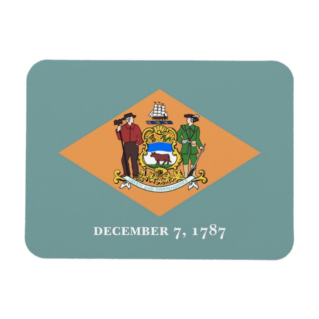 Imán flexible patriótico con bandera de Delaware (Horizontal)