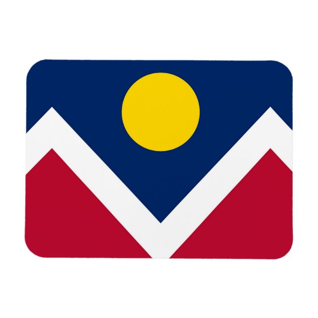 Imán flexible patriótico con bandera de Denver Cit (Horizontal)