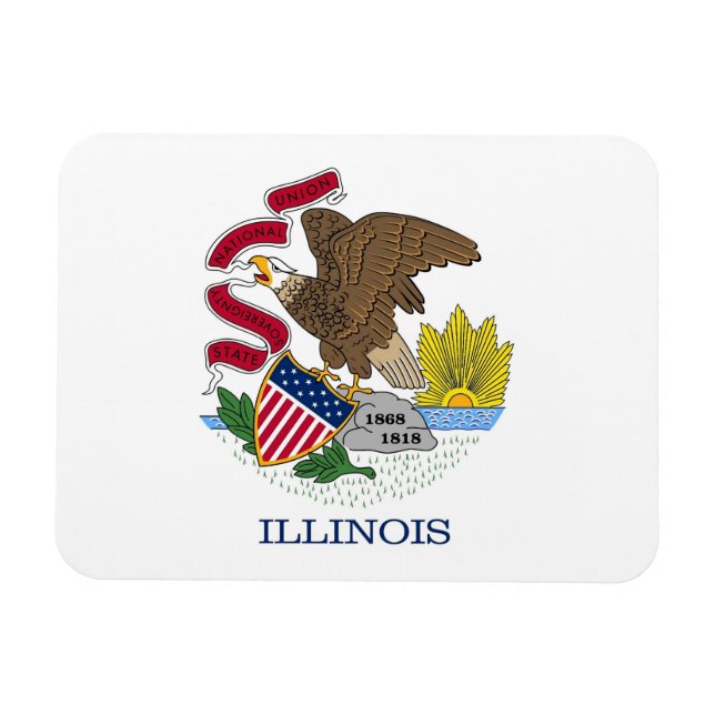 Imán flexible patriótico con bandera de Illinois (Horizontal)