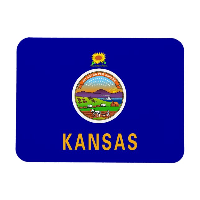 Imán flexible patriótico con bandera de Kansas (Horizontal)