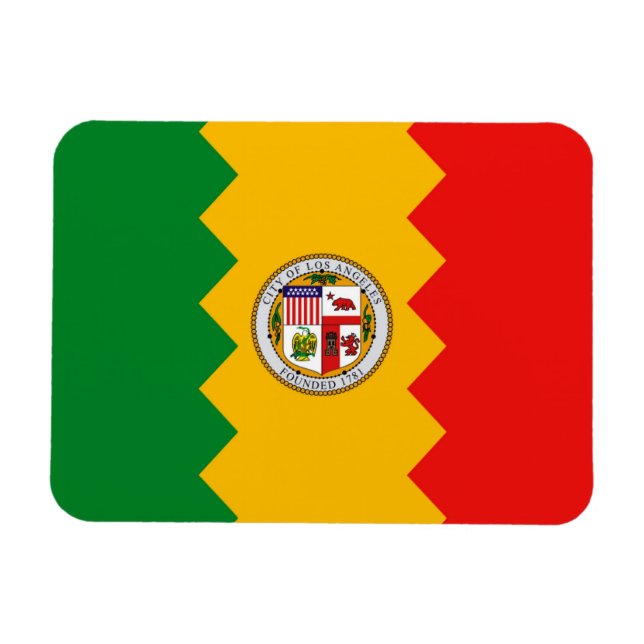 Imán flexible patriótico con bandera de Los Ángele (Horizontal)