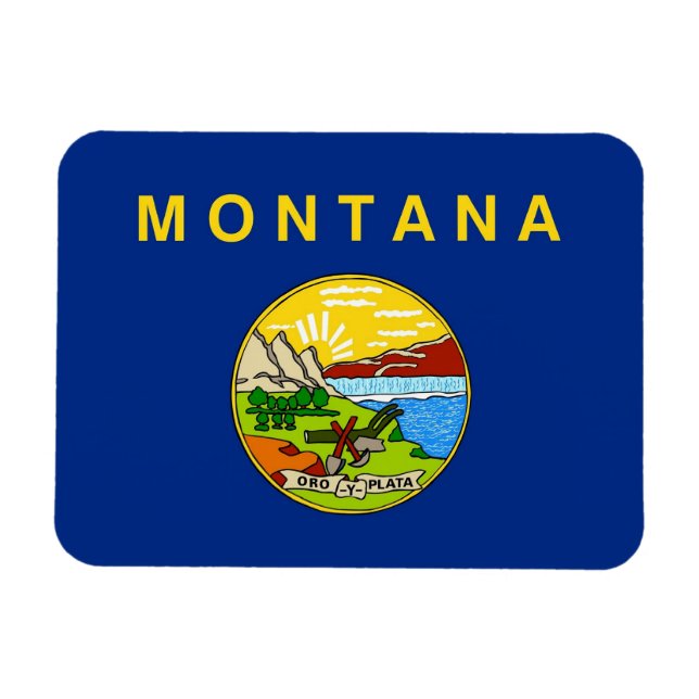Imán flexible patriótico con bandera de Montana (Horizontal)