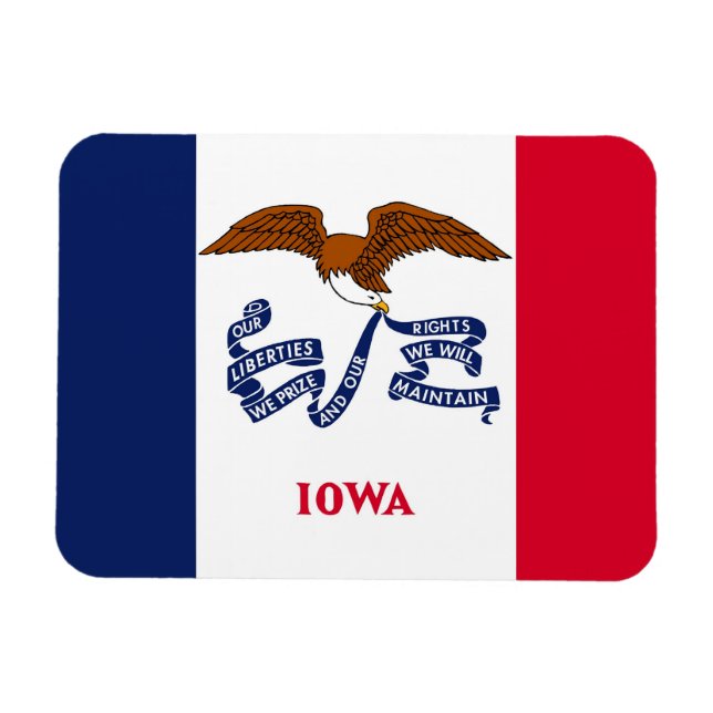Imán flexible patriótico con bandera Iowa (Horizontal)