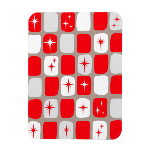 Imán flexible rojo retro de Starbursts