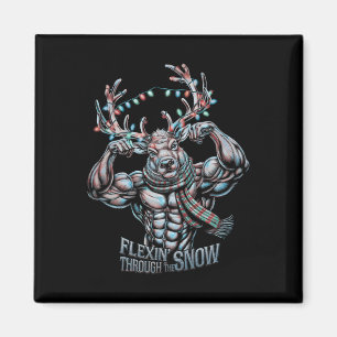 Imán Flexin Through the Snow Funny Navidades Gym Workou