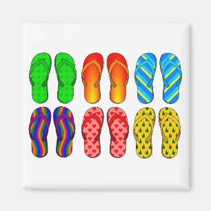 Imán Flip Flops Colorful Fun Beach Tema Regalos de vera