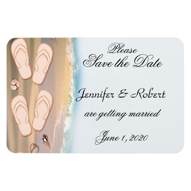 Imán Flip Flops on the Beach Wedding Save the Date (Horizontal)