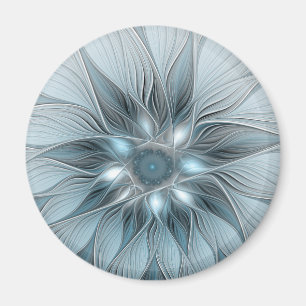 Imán Flor abstracta alegre azul gris fractal floral