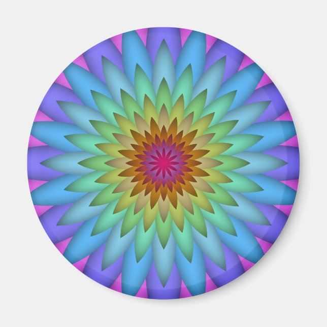 Imán Flor abstracta de arcoíris (Frente)