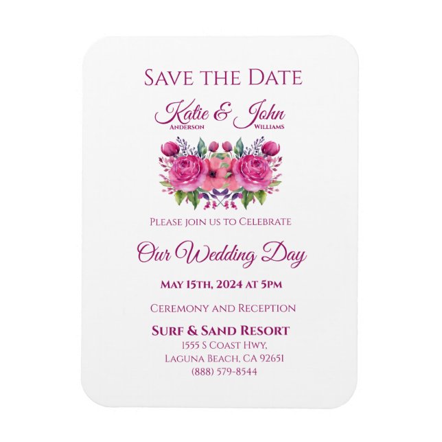 Imán Flor acuarela Bouquet-Boda Guardar la fecha- (Vertical)