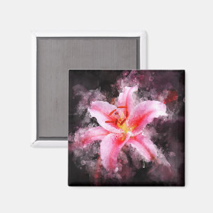 Imán Flor acuarela de Stargazer Lily - bb 01