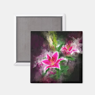Imán Flor acuarela de Stargazer Lily - bb 02