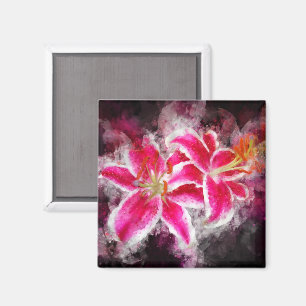 Imán Flor acuarela de Stargazer Lily - bb 03