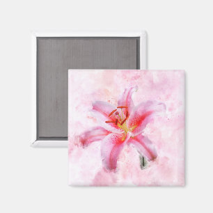 Imán Flor acuarela de Stargazer Lily - wb 01