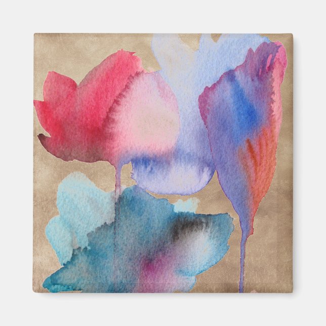 Imán Flor acuarela diseño de arte floral moderno (Frente)