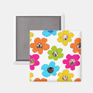 Imán Flor alegre Perro Mamá Collage de fotos divertido