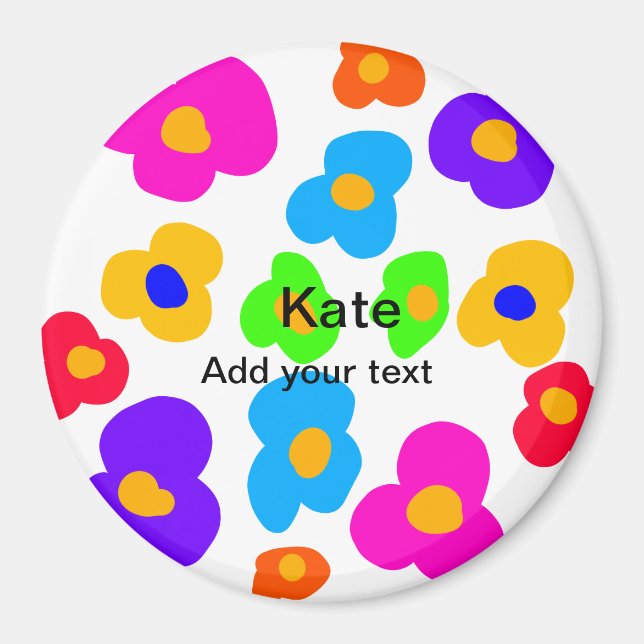 Imán Flor arcoiris orgullo amor añadir nombre texto lqb (Frente)