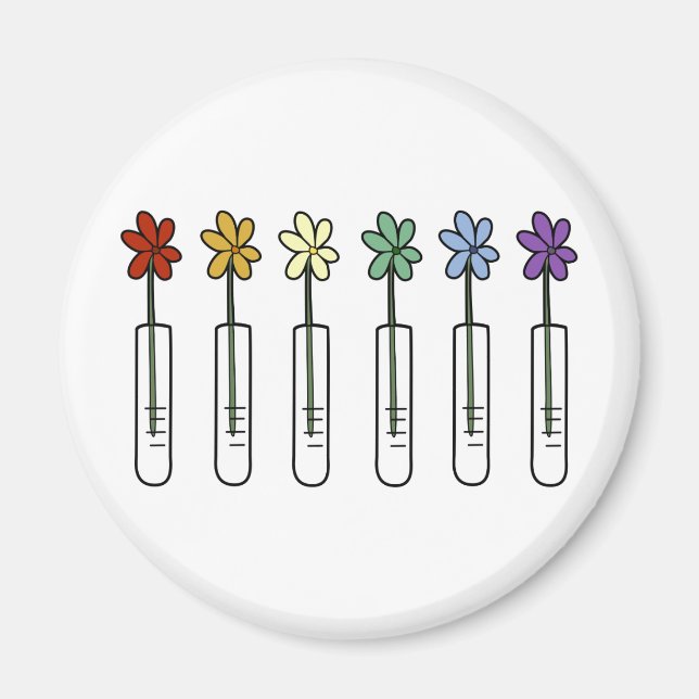 Imán Flor arcoiris y científico beaker (Frente)