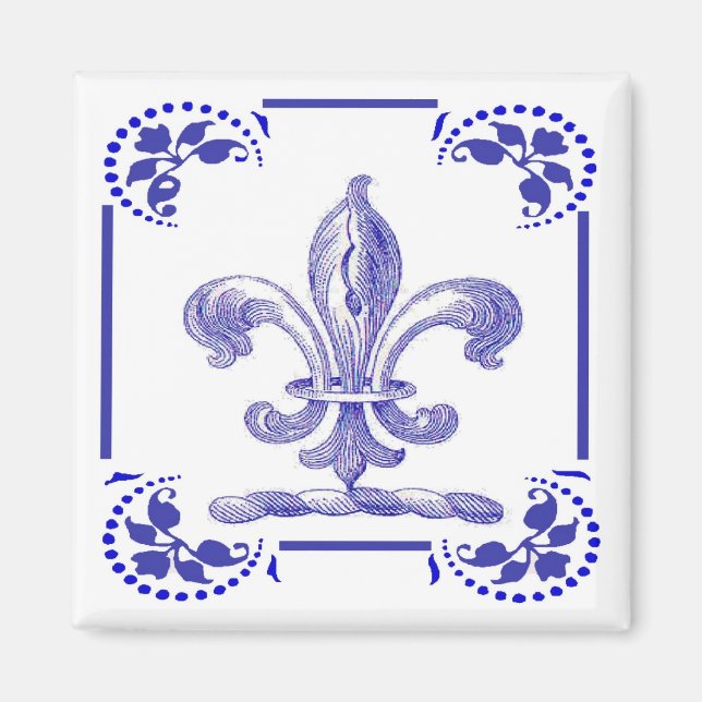 Imán Flor azul holandés De Lis (Frente)