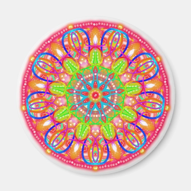Imán Flor azul Petal Mandala Boho Magnet (Frente)