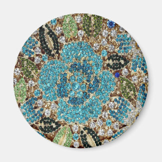 Imán flor azul turquesa plateada de moda femenina