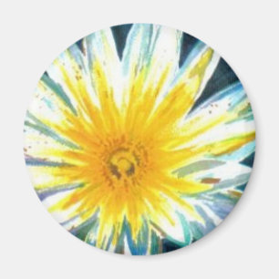 Imán Flor Blanca Amarilla Brillante de la Mañana en Med