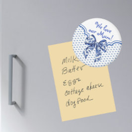 Imán Flor blanca de mariposa azul vintage personalizada